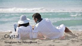  Presentation with young happy couple - Slides enhanced with happy young couple enjoying picnic background and a light gray colored foreground