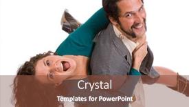  Presentation with young happy couple - Presentation design with happy-young-couple-goofing background and a tawny brown colored foreground