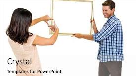  Presentation with young happy couple - Amazing presentation having happy young couple hanging picture backdrop and a sky blue colored foreground