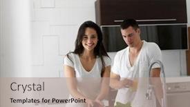  Presentation with modern food - PPT layouts with happy-young-couple-have-fun background and a coral colored foreground