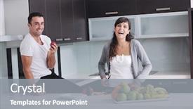  Presentation with modern food - Audience pleasing PPT theme consisting of happy young couple have fun in modern kitchen indoor while preparing fresh fruits and vegetables food salad backdrop and a gray colored foreground