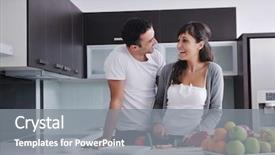  Presentation with young happy couple - Presentation design featuring happy young couple have fun background and a gray colored foreground