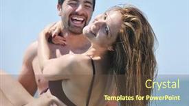 Presentation with romantic beach - PPT layouts enhanced with happy young couple have romantic time on beach at sunset background and a tawny brown colored foreground