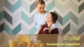 Presentation with young happy couple - PPT theme with happy-young-couple-having-breakfast background and a  colored foreground