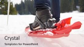  Presentation with snow day - Beautiful presentation theme featuring happy young couple having fun and walking in snow shoes outdoor in nature at beautiful winter day health sport and relaxation backdrop and a lemonade colored foreground