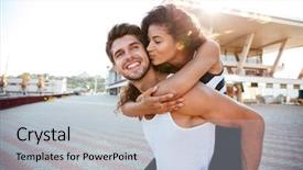  Presentation with young happy couple - PPT layouts with happy young couple having fun background and a lemonade colored foreground