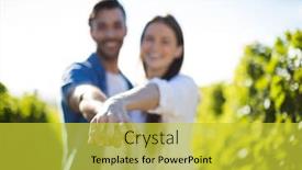  Presentation with young happy couple - PPT theme enhanced with happy-young-couple-holding-hands background and a yellow colored foreground