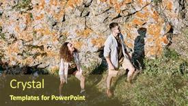  Presentation with upwards - Amazing theme having happy-young-couple-in-casualwear backdrop and a tawny brown colored foreground