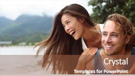  Presentation with young happy couple - Audience pleasing presentation design consisting of happy young couple in love backdrop and a tawny brown colored foreground