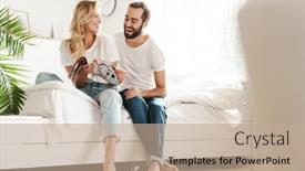  Presentation with young happy couple - Presentation theme featuring happy-young-couple-in-love background and a coral colored foreground