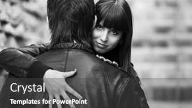  Presentation with black man fashion - PPT theme featuring happy-young-couple-in-love background and a dark gray colored foreground