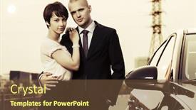  Presentation with young happy couple - Beautiful PPT theme featuring happy-young-couple-in-love and a  colored foreground