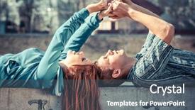  Presentation with young happy couple - Presentation consisting of happy young couple in love background and a ocean colored foreground