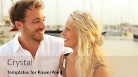  Presentation with yacht - Slides with maritime - happy young couple in yacht background and a coral colored foreground
