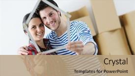  Presentation with moving - Theme having happy young couple moving background and a coral colored foreground