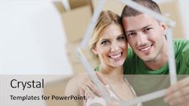  Presentation with moving - Cool new theme with happy young couple moving backdrop and a mint green colored foreground