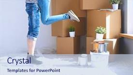  Presentation with young happy couple - Slides featuring happy young couple moving background and a sky blue colored foreground