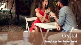  Presentation with romance - Cool new slides with happy-young-couple-on-date backdrop and a tawny brown colored foreground