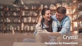  Presentation with wheel - Presentation design featuring the potter's wheel background and a coral colored foreground