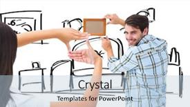  Presentation with happy birthday frame holiday - Slides enhanced with happy young couple putting up background and a light blue colored foreground