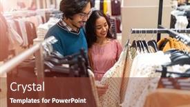  Presentation with boutique - Amazing slide deck having happy-young-couple-shopping backdrop and a tawny brown colored foreground