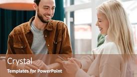  Presentation with young happy couple - PPT layouts featuring happy-young-couple-talking background and a tawny brown colored foreground