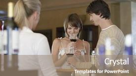  Presentation with wine tasting - Slide set enhanced with happy young couple tasting wine background and a coral colored foreground