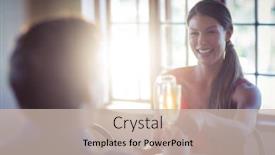  Presentation with restaurant toasting - Beautiful PPT theme featuring happy young couple toasting champagne flutes while having lunch in a restaurant backdrop and a soft green colored foreground