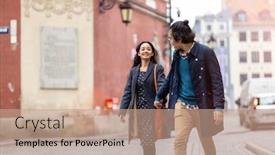  Presentation with young happy couple - PPT layouts consisting of happy-young-couple-walking-through background and a coral colored foreground