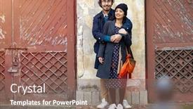  Presentation with old couple walking - Slides consisting of happy-young-couple-walking-through background and a violet colored foreground