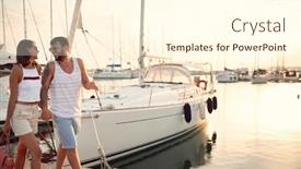  Presentation with dock - Presentation design enhanced with happy-young-couple-walks background and a cream colored foreground
