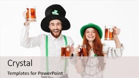  Presentation with young happy couple - Amazing PPT theme having celebrating st patrick 's day backdrop and a lemonade colored foreground