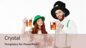  Presentation with young happy couple - Beautiful slide deck featuring celebrating st patrick 's day backdrop and a soft green colored foreground