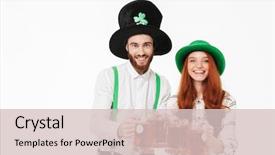  Presentation with young happy couple - Audience pleasing PPT theme consisting of celebrating st patrick 's day backdrop and a lemonade colored foreground