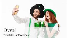  Presentation with young happy couple - Audience pleasing PPT theme consisting of celebrating st patrick 's day backdrop and a white colored foreground