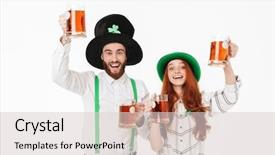  Presentation with young happy couple - PPT theme with celebrating st patrick 's day background and a lemonade colored foreground