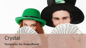  Presentation with young happy couple - PPT layouts having celebrating st patrick 's day background and a coral colored foreground