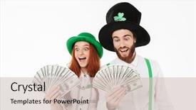  Presentation with young happy couple - Audience pleasing slide deck consisting of celebrating st patrick 's day backdrop and a soft green colored foreground