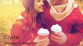  Presentation with young happy couple - Amazing theme having happy young couple with coffee backdrop and a red colored foreground