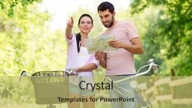  Presentation with young happy couple - Slide deck enhanced with happy young couple with map background and a  colored foreground