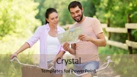  Presentation with travel concept silhouette - Slide set consisting of route free - travel trip leisure and lifestyle background and a yellow colored foreground