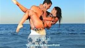  Presentation with couple kiss - PPT theme with happy young couple about to kiss at the beach - man is carrying the girl background and a ocean colored foreground