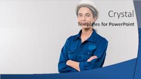  Presentation with isolation - Presentation design having happy-young-cross-armed-female background and a light gray colored foreground