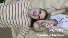  Presentation with new beginning - Colorful PPT theme enhanced with happy young cuple lie in green gras and flirting while listening music and have romantic time and beginning of new love backdrop and a gray colored foreground