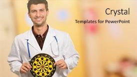  Presentation with eye doctor - Audience pleasing presentation theme consisting of happy young doctor holding bulls backdrop and a lemonade colored foreground