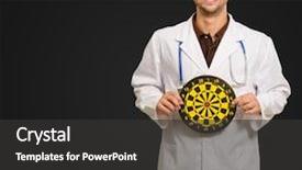  Presentation with black eye doctor - Amazing slide set having happy young doctor holding bulls backdrop and a  colored foreground