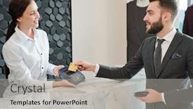  Presentation with machine shop - Audience pleasing presentation consisting of happy-young-elegant-man-holding backdrop and a light gray colored foreground