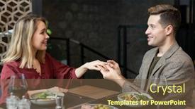  Presentation with engagement - Presentation theme enhanced with happy-young-elegant-man-looking background and a tawny brown colored foreground