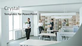  Presentation with isolation - Beautiful slide set featuring happy-young-elegant-white-collar backdrop and a sky blue colored foreground