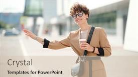  Presentation with modern elegant - Beautiful PPT layouts featuring happy-young-elegant-woman backdrop and a soft green colored foreground